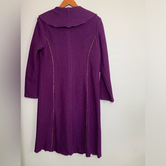 Vintage Ireland Coat Clodagh Callaghan 100% Boiled Wool Purple Art Gold Size 12 - Picture 2 of 14